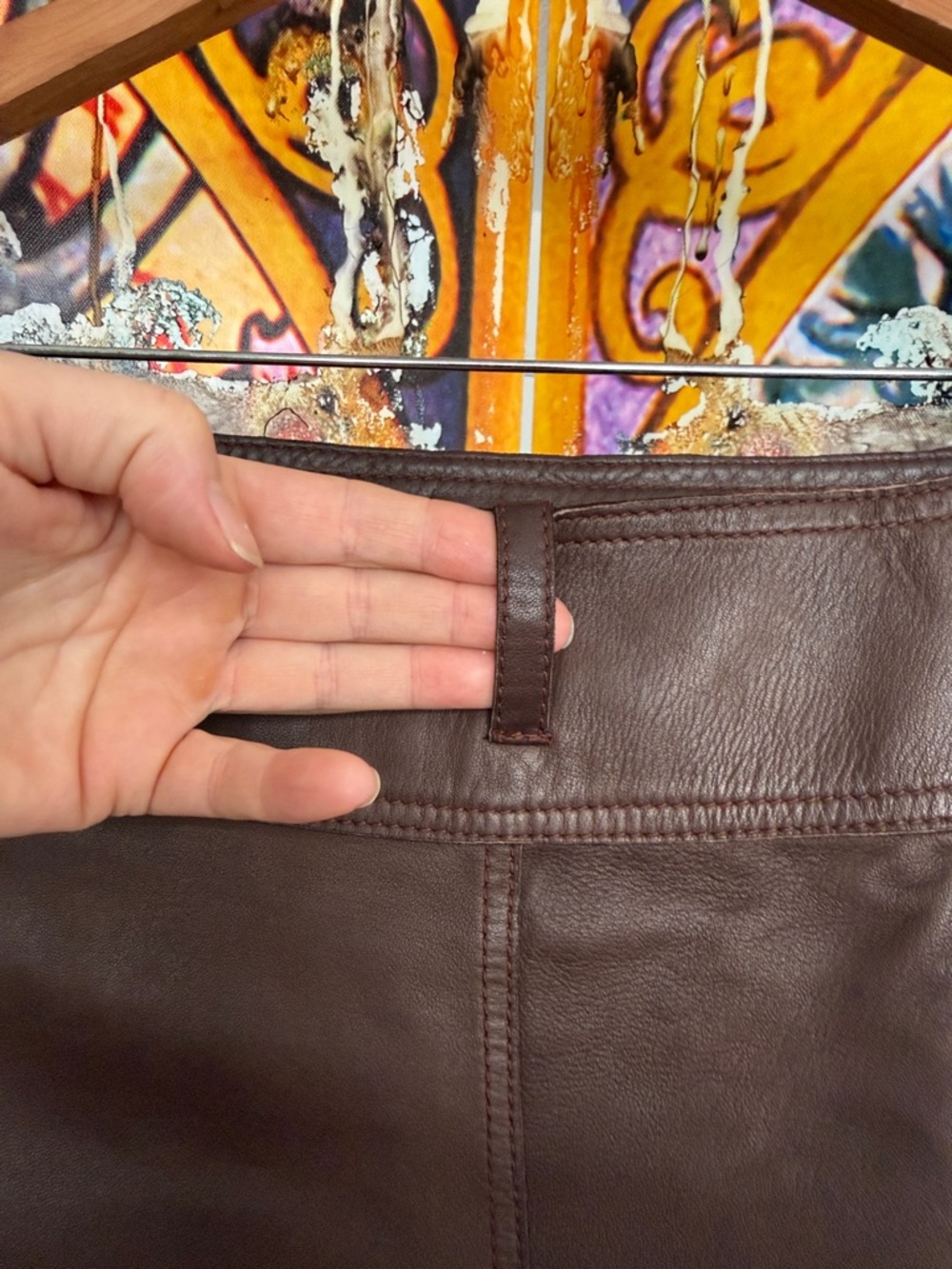 Diesel Vintage Chocolate Soft Leather Wrap Mini Skirt with Button Accent - Picture 12 of 17